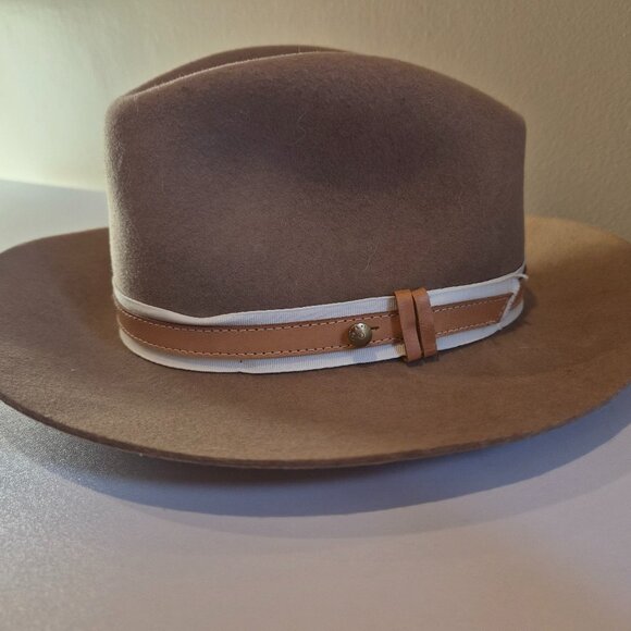Rag & Bone Wide Brim Felted Wool Fedora Hat - Camel - NWOT - Small - Picture 1 of 7